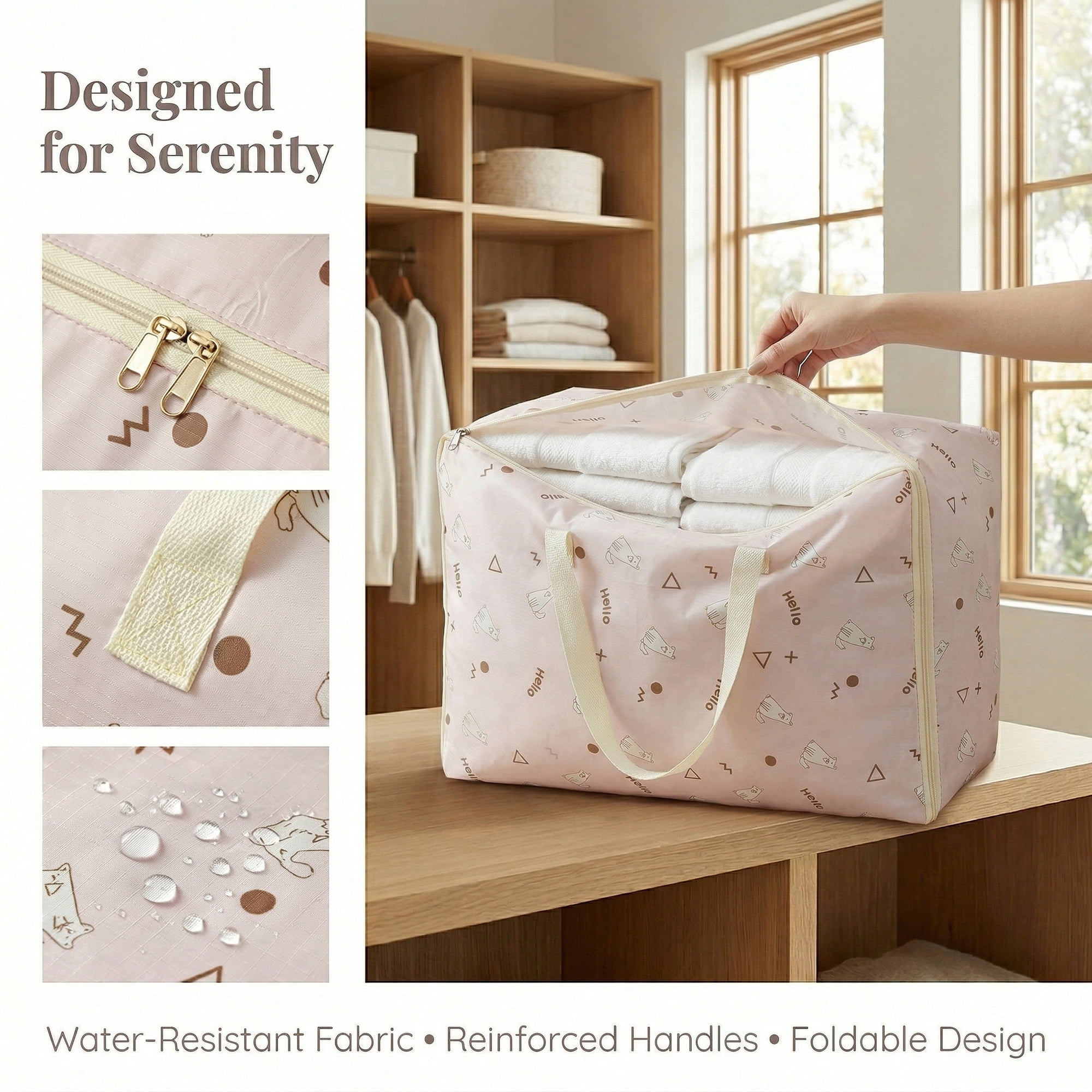 Unique Bargains Clothes Storage Bags for Organizing Clothing Light Pink 23.2"x15.7"x9.4"