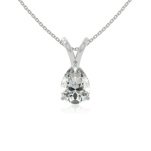 Moissanite V-Bale Solitaire Pear Pendant Necklaces for Women in Sterling Silver, Jewelry Gifts for Her Birthday, Wedding Anniversary, Party, Mothers Day, Christmas, Graduation, Valentines