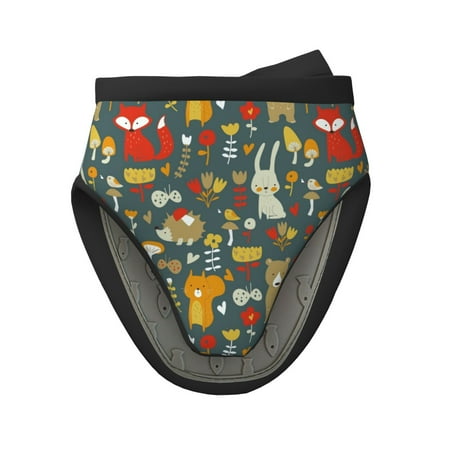 

Tebeau Cute Animal Forest Print Short Oven Mitts Heat Resistant Silicone Kitchen Mini Oven Mitts Non-Slip Grip Surfaces and Hanging Loop Gloves