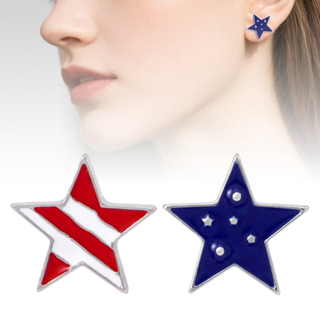 WILLBEST Aretes De Mujer Oro Día De La Independencia Pendientes Colgantes Patrióticos Rojos, Blancos Y Azules Pendientes De Bandera Para Mujer Accesorios Ligeros De Ee. Uu. Para El 4 De Julio