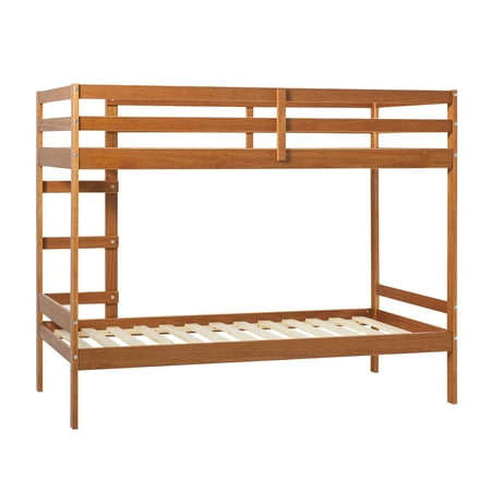 Walker Edison - Minimalist Slatted Solid Wood Low Queen Bedframe - Natural Pine