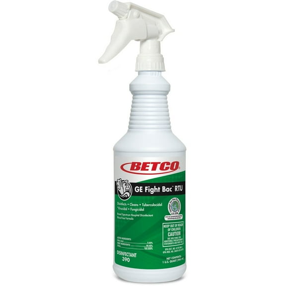 Betco Fight Bac RTU Disinfectant - Ready-To-Use - 32 fl oz (1 quart) - 12 / Carton - Clear | Bundle of 5 Cartons
