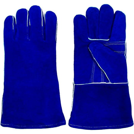 Stalwart 100 Percent Leather Premium Welding Gloves, Blue