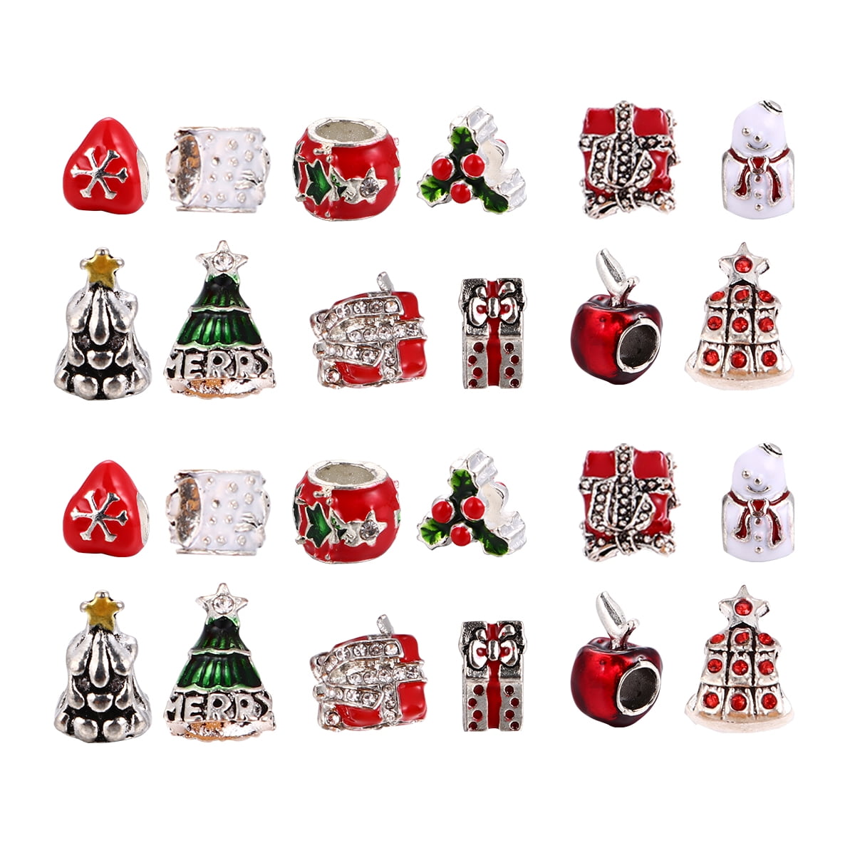 Christmas Beads Bead Charm Enamel Jewelry Santa Loose Spacers Findings Making Spacer Spacer