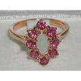 thumbnail image 4 of LBG British Made 9k Rose Gold Natural Opal & Pink Tourmaline Womens Statement Ring - 33 size options - Size 10.75, 4 of 5