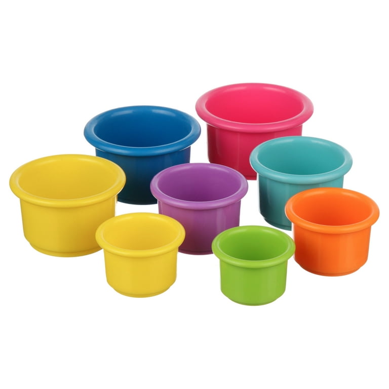 Baby Stacking Cup for Toddler 1-3, 8PCS Counting Nesting Measuring Cups  Set, Stackable Bath Toy for 6-12 Months Kids, Educational Montessori Gift  for