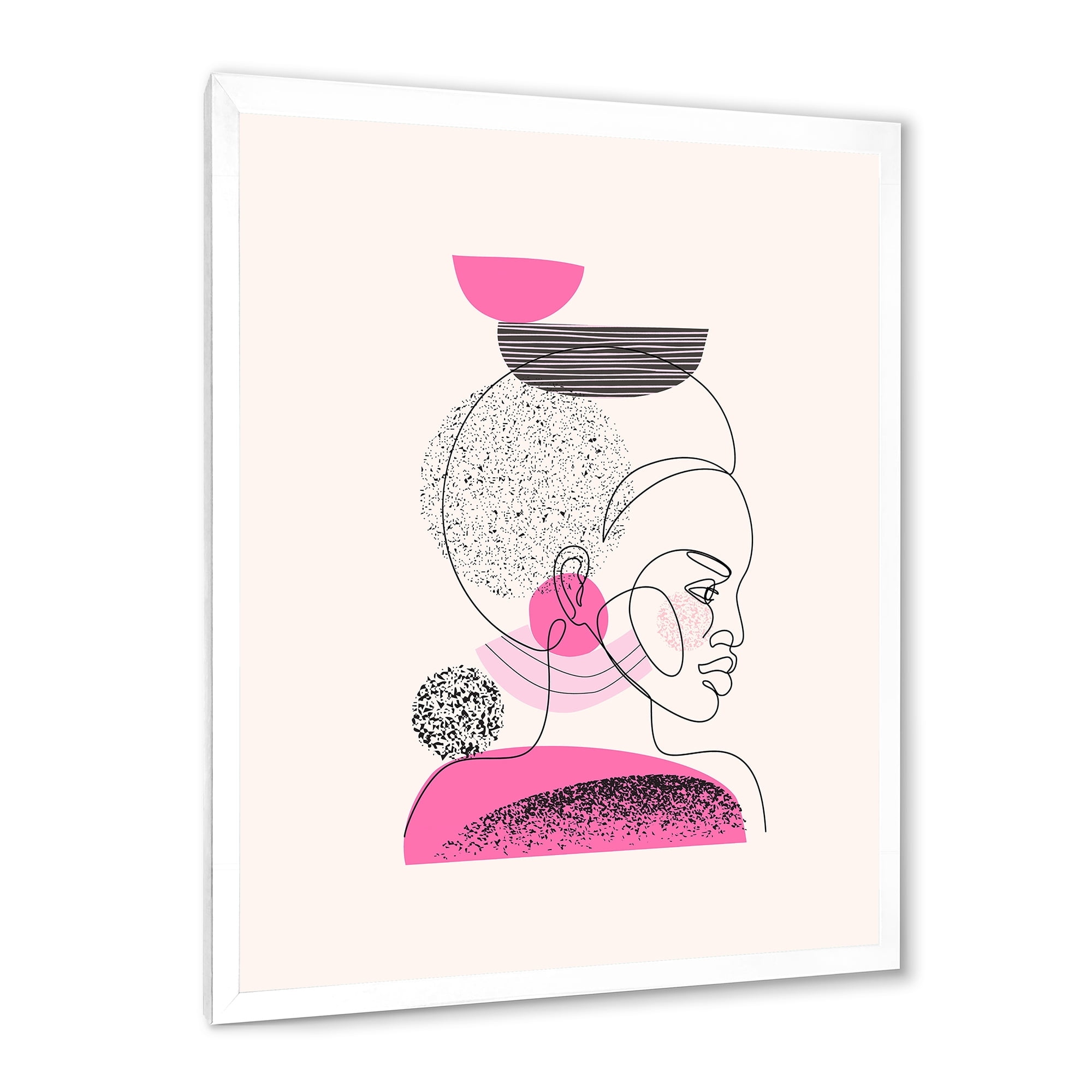 Designart 'One Line Portrait of Afro American Women V' Modern Framed Art Print