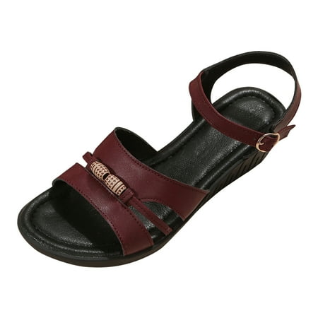 

Pedort Women s Flat Sandals Shoes Sandals with Strappy for Women Summer Wedding Summer Strappy Waterproof Shoes 38