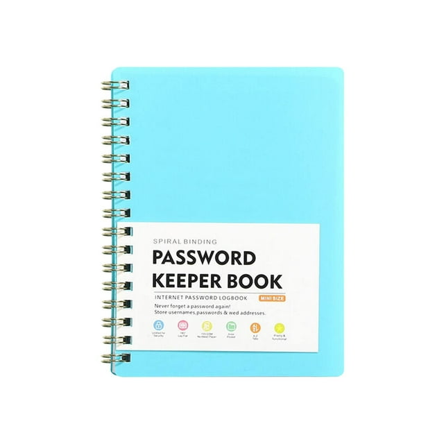 1 Pcs Password Book,Mini Size Spiral Password Keeper Book,4.25"X5.7" Password Book with Individual Alphabetical Tabs,Mini Internet Address and Password Organizer,Portable Password Logbook,Blue1
