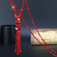 thumbnail image 2 of Collier Pull Perles de Cristal Pailleté Long Collier à Pompons pour Femmes, 2 of 10