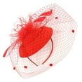 thumbnail image 2 of Clearance! Baberdicy Women's Feather Fascinators Hat - Hair Pin Cocktail Headwear Pillbox Hat Red, 2 of 6