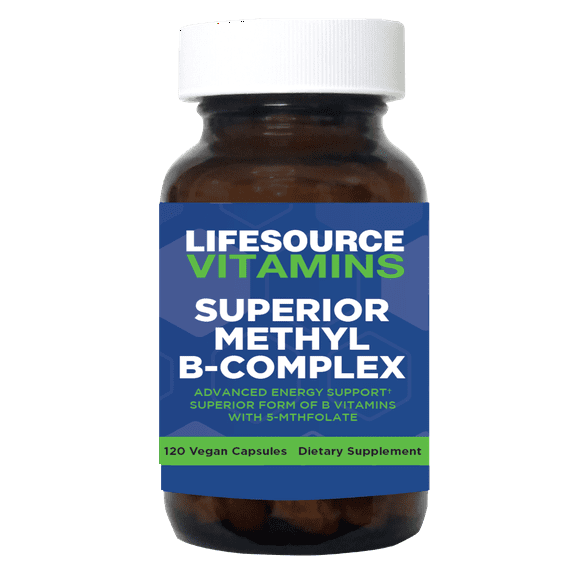 LifeSource Vitamins Superior Methyl-B Complex - 120 Capsules with Vitamin B12 for Energy Support