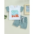 thumbnail image 2 of Bagilaanoe 2pcs Toddler Baby Boy Short Pants Set Short Sleeve Letter Print T Shirt Tops + Shorts 6M 12M 18M 24M 3T Kids Casual Summer Outfits, 2 of 8
