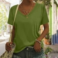 thumbnail image 2 of bnaln T Shirts for Women Short Sleeve V-Neck Shirts Womens Summer Tops Solid Color Loose Fit Pullover Casual Tees Tops Spring Trendy Casual T-Shirt Cute Work Outfits Blouses, 2 of 6