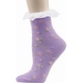 thumbnail image 3 of Women's Lace Ruffle Frilly Colorful Floral Cotton Casual Novelty Ankle Socks 5 Pairs, 3 of 9