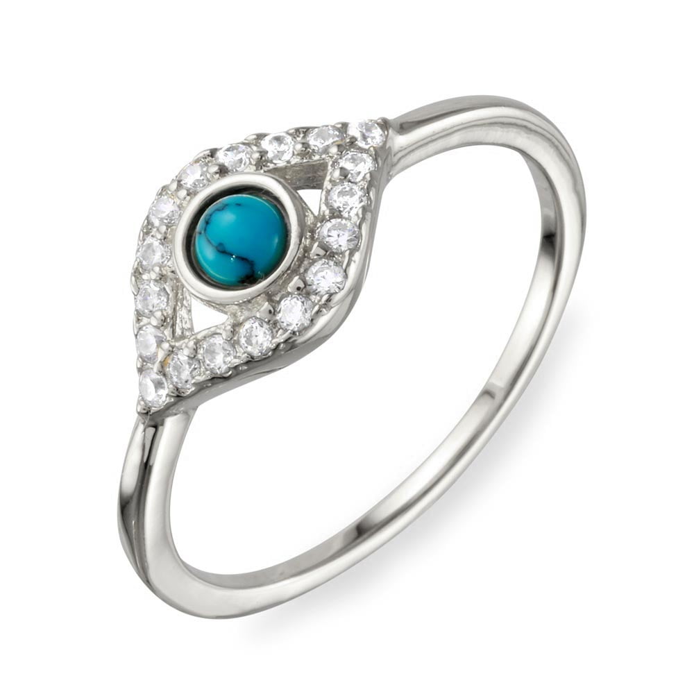 CloseoutWarehouse Cubic Zirconia Stackable Evil Eye Ring Rose Gold-Tone Plated Sterling Silver Size 11 CloseoutWarehouse Cubic Zirconia Stackable Evil Eye Ring Rose Gold-Tone Plated Sterling Silver Size 11