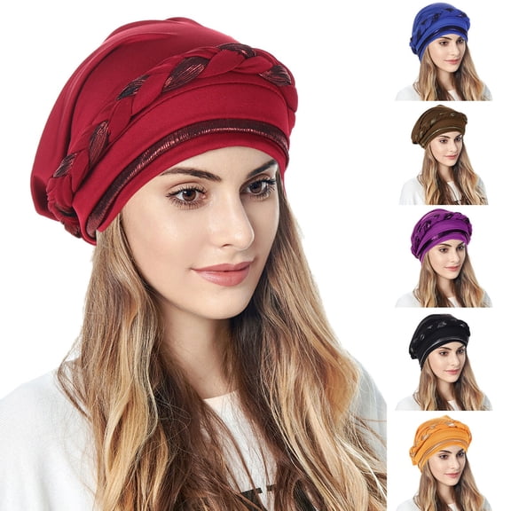 Helii Women Braid Turban Hat Stretch Fashion Headwrap Chemo Cap Satin Soft Head Scarf Wrap Cover Sun Hats Cowboy Hat