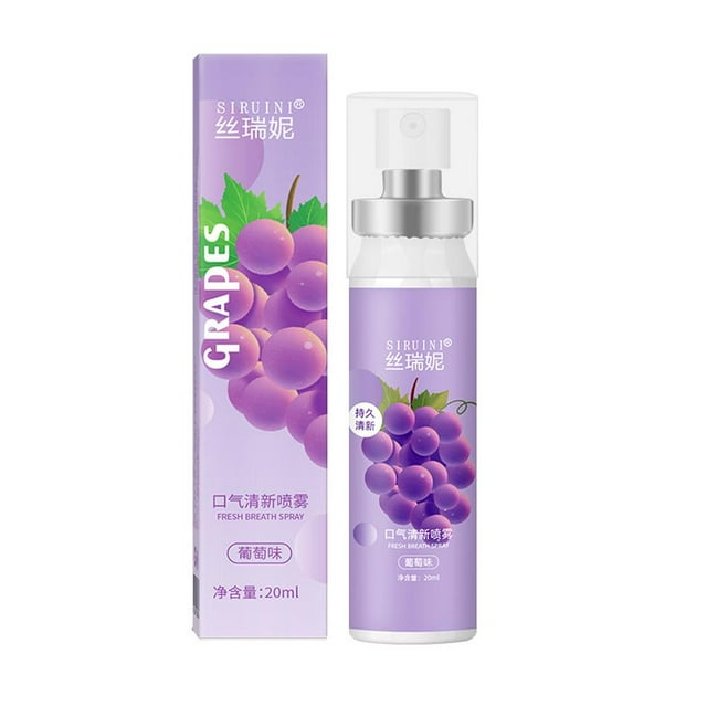 Wartleves Desodorantes en aerosol bucal Aliento fresco Sabor uva y melocotón Cuidado refrescante bucal=