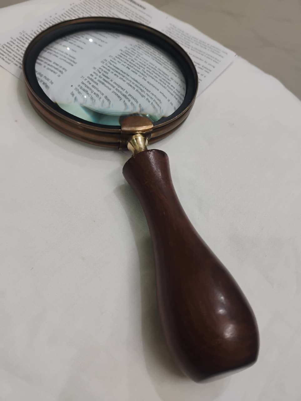 Antique Heavy Wood Magnifying Glass Solid Vintage Magnifier & A Premium Gift