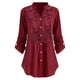 thumbnail image 2 of Blusa de manga larga con cuello en V de encaje sólido con botones de talla grande para mujer Fridja  hj3496, 2 of 4