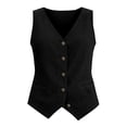 thumbnail image 5 of Cotton Linen Vest Tops for Women, Button Down Sleeveless Shirts, Business Casual Tank Vests Top Summer Fashion 2026 （Black,L）, 5 of 6