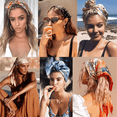 thumbnail image 4 of AWAYTR Silk Scarves 4 Pcs Satin Square Head Scarves 60cm Women Print Silk Like Neck Scarf Hair Sleeping Wraps Hair kerchief, 4 of 15
