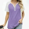 thumbnail image 6 of Xuyuer Women's Buttoned V-neck Short-sleeve Raglan Loose T-shirt, 6 of 8