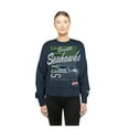 thumbnail image 4 of Women's New Era College Navy Seattle Seahawks Oversized Throwback Mineral Wash Crew Neck Sweatshirt, 4 of 5