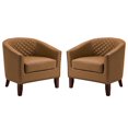 thumbnail image 7 of DREAMSIDEA Morden Accent Chair Set of 2 for Living Room Faux Leather Armchair Comfy Upholstered Single Sofa Chair for Bedroom, Coffee, 7 of 7