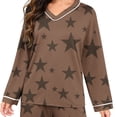 thumbnail image 6 of Gytharion Women's Pajama Sets Soft Comfy Long Sleeve V-Neck Sleepwear and Long Pants Cute Star Print Loungewear Outfits 2 Piece Pj Sets for Women, 6 of 6