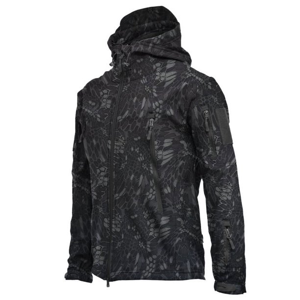 Chaqueta Soft Shell de piel de tiburón para exteriores para hombres y mujeres, chaqueta de montañismo táctica de camuflaje impermeable gruesa con forro polar para otoño e invierno