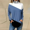 thumbnail image 2 of FAIWAD Womens Turtleneck Tunic Tops Long Sleeve Color Block Pullover Tops Casual Loose Trendy Tops, 2 of 3