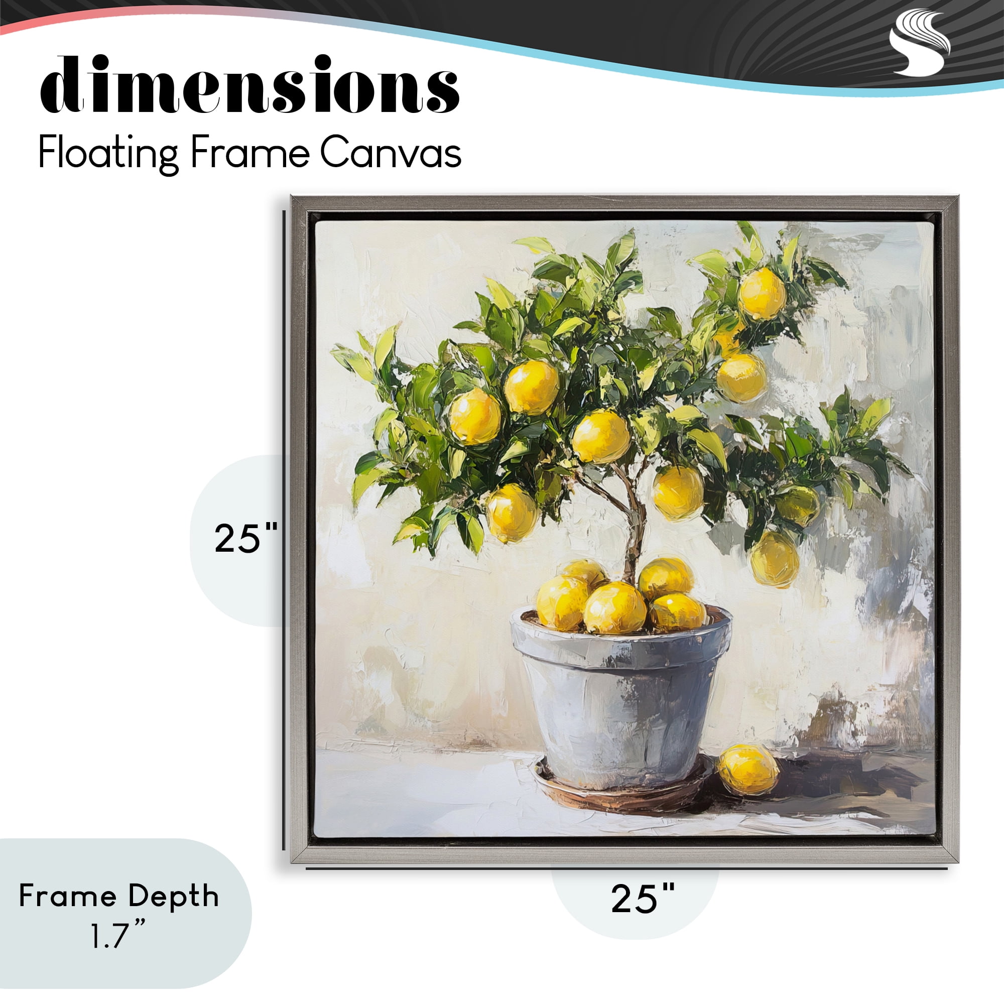 Stupell Industries Falling Lemon Tree Gray Framed Floater Canvas Wall Art, design by Tina LeCour
