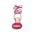 thumbnail image 5 of BLISSFUL STEP Women's Kitten Heel Strappy Suede Heel Sandals, 5 of 7
