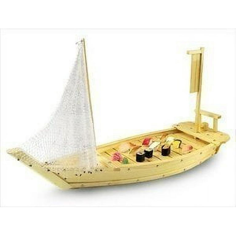 THY COLLECTIBLES Wooden Japanese Sashimi Sushi Boat Plate Serving Tray With  Fishing Net (32