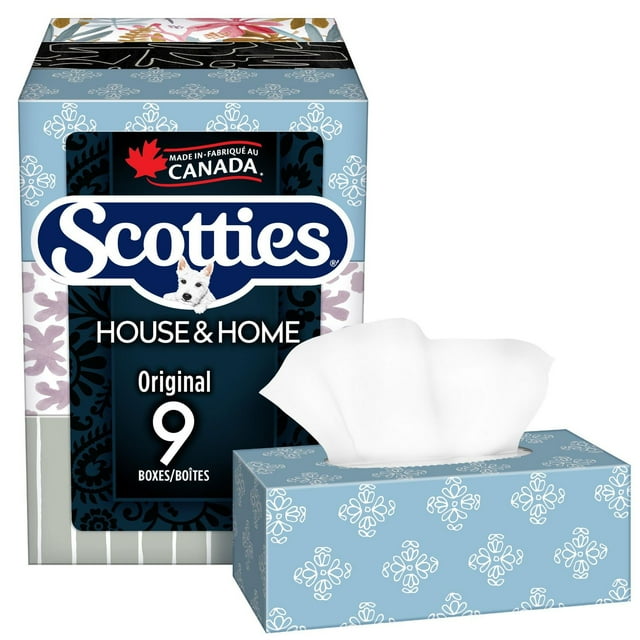 Scotties House & Home, 2-Ply Facial Tissue, 9 Boxes, 126 Tissues Per Box
