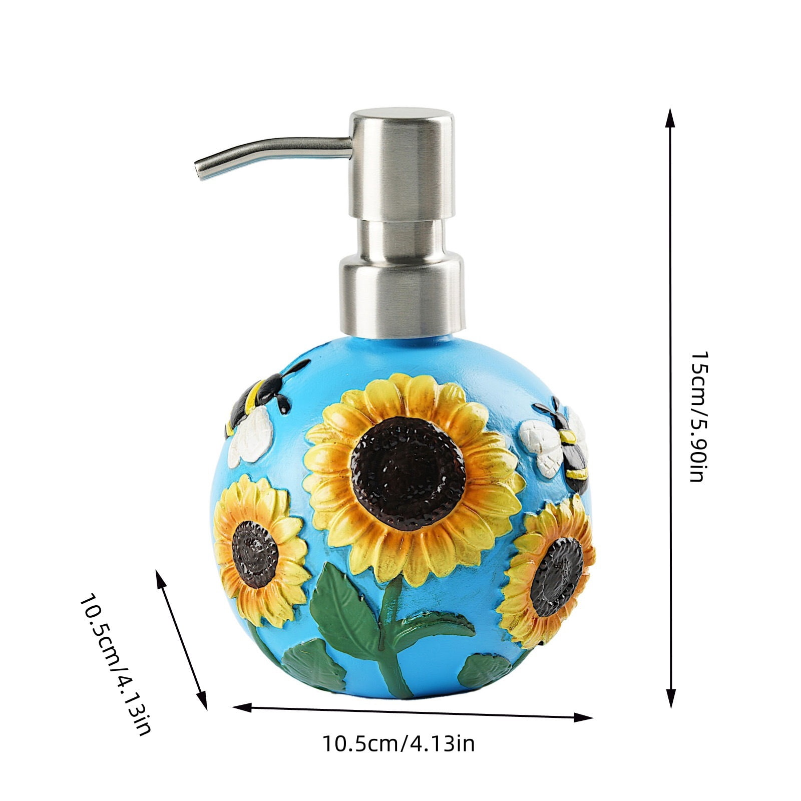 WiMiFar Soft Touch Resin Sunflower Nautical Sunflower 12 oz Free Standing Soap & Lotion Dispenser