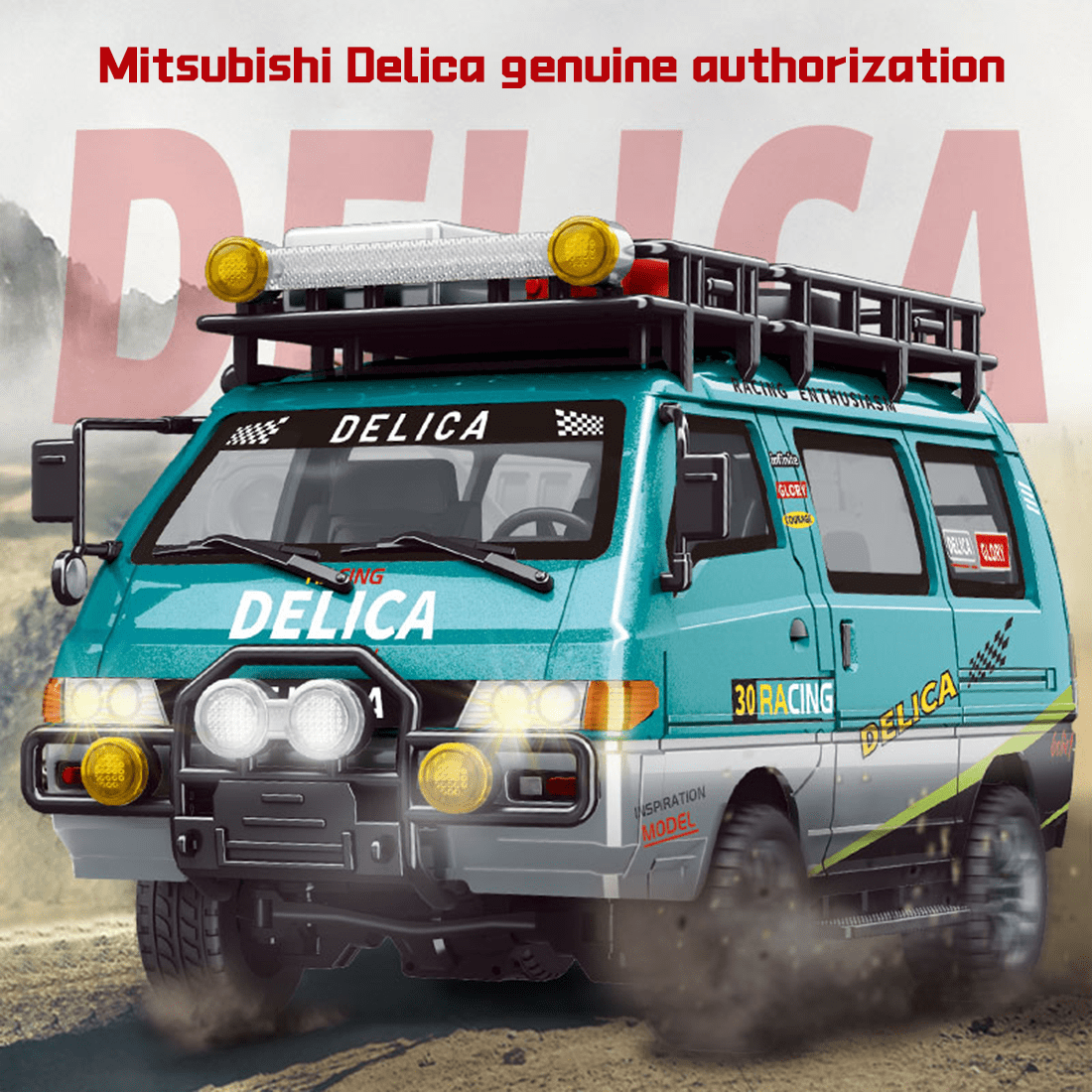 1/24 Scale RC Van, 2.4GHz 2WD Full-Scale Rear-Wheel Drive Delica RC Drift Car with 6km/h High Speed, Front Lights, USB Rechargeable Remote Control Crawler for Adults