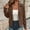 Brown, variant on Women's Moto Collared Jacket Multi Zip Pockets Quilted for Fitness Yoga Sports Streetwear Wine XL