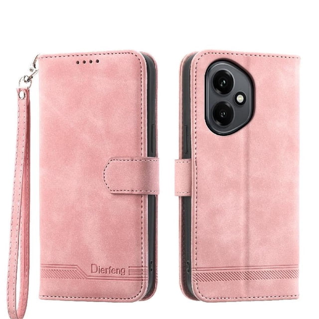 Funda Tipo Billetera para Honor 400 Carcasa Abatible con Porta Tarjetas, Bolsillo para Efectivo, Soporte Ajustable, Cierre Magnético y Correa de Muñeca Rosa