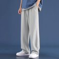 thumbnail image 2 of TOWED22 Men's Cotton Loose Fit Sweatpants Baggy Yoga Gym Workout Pants with Pockets Open Bottom Sweatpants Straight Wide Leg(Light Gray,M), 2 of 4
