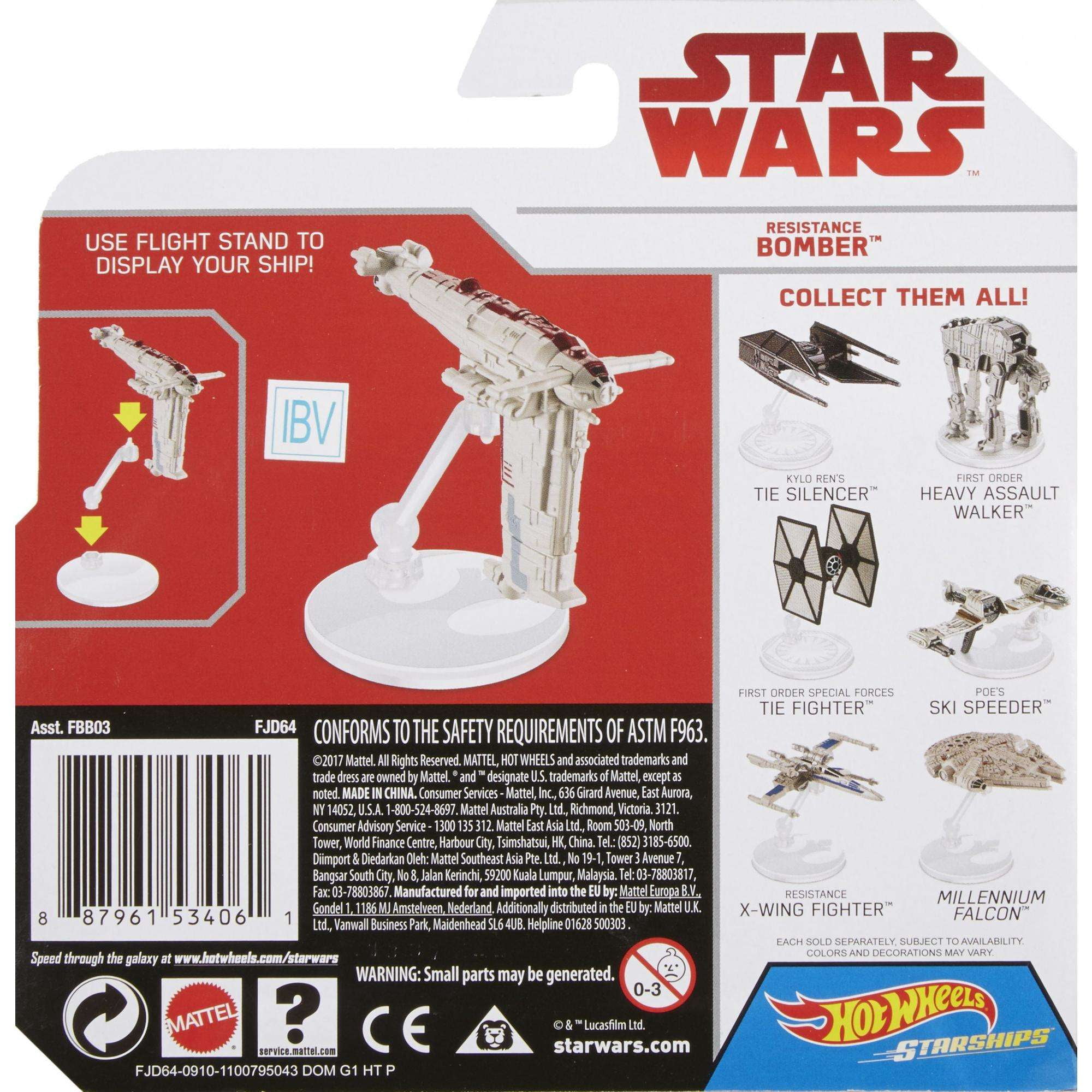 Hot Wheels Wars The Last Jedi Resistance Bomber Starship Vehicle Playset