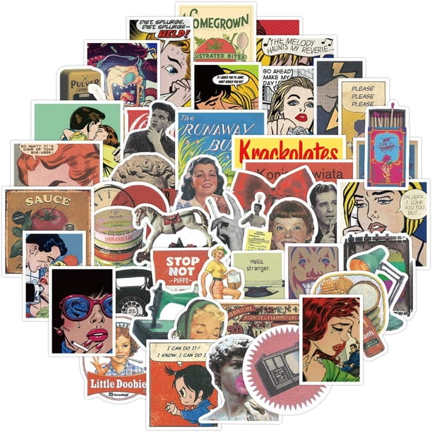 Retro Posters Stickers,50pcs Vinyl Waterproof Stickers for Laptop,Car ...