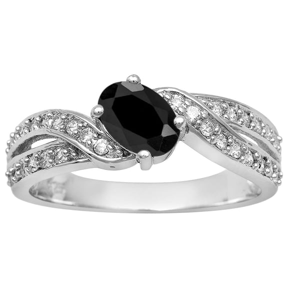 Cluster 6X4 MM Oval Natural Black Spinel 925 Sterling Silver Valentines Day Gifts Ring