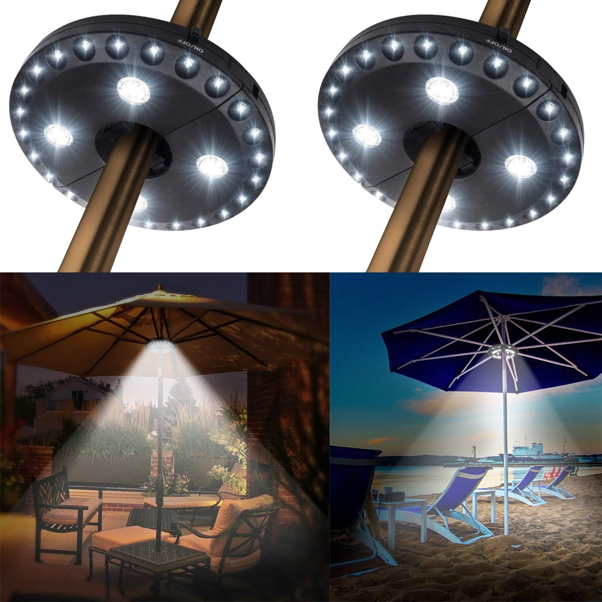 Bright 28 LED Patio Umbrella Parasol Lights Camping Tent Lamps Outdoor Fishing 
