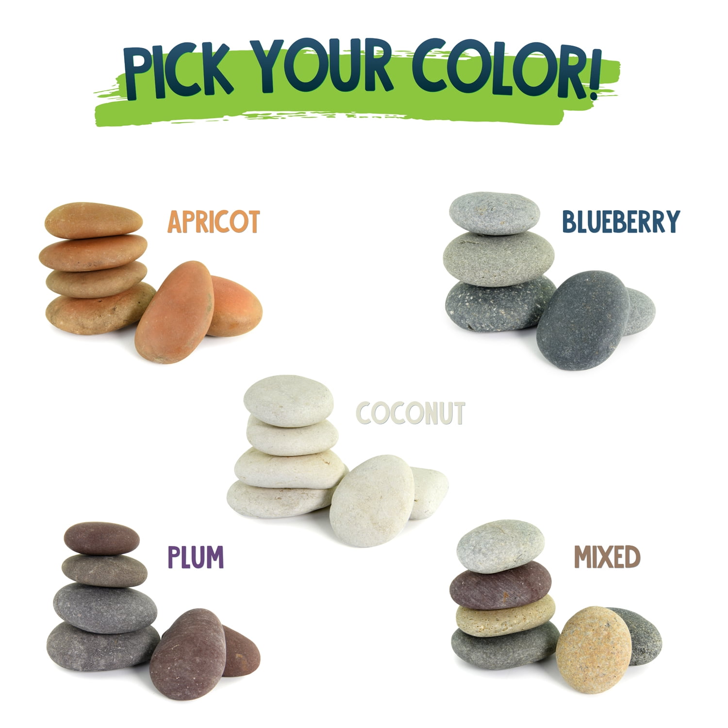 Painting Pebbles | 20 Small Painting Rocks, Mixed, 1"-2"