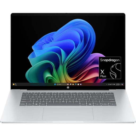 HP OmniBook 5 16 inch Next Gen AI PC, 2K Touchscreen, Snapdragon X Plus X1P-42-100, 16 GB RAM, 512 GB SSD, Qualcomm Adreno GPU, Windows 11 Home, Copilot  PC, Glacier Silver, 16-fb0000nr