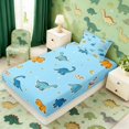 thumbnail image 2 of Manfei Cute Cartoon Dino Animals Fitted Sheet Full,Kawaii Stars Moon Bed Set,Blue Orange,3 Pieces,1 Fitted Sheet and 2 Pillowcases, 2 of 6