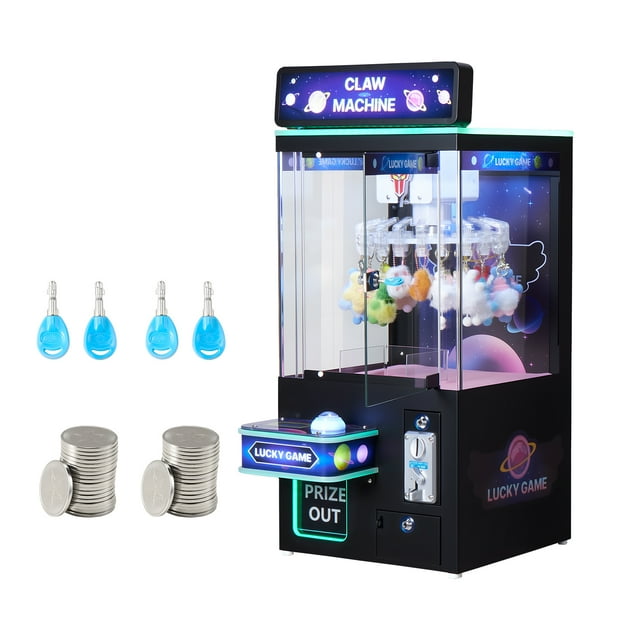 VEVOR Machine à Grues à Griffes, Machine de Jeu d'Arcade de Taille Moyenne avec Lumière et Son, Difficulté Réglable, Jouet Précis Attrape-Bonbons Distributeur de Prix Distributeur Automatique, Noir Violet