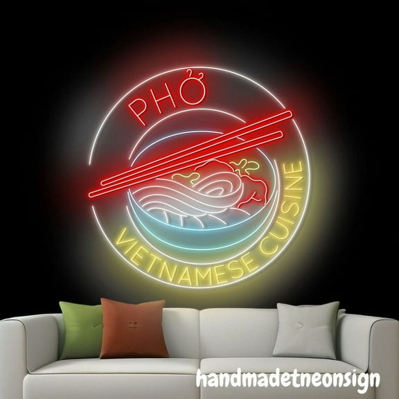 Handmadetneonsign Pho Neon Sign, Vietnamese Cuisine Wall Art Light, Vietnamese Restaurant Wall Decor 039420